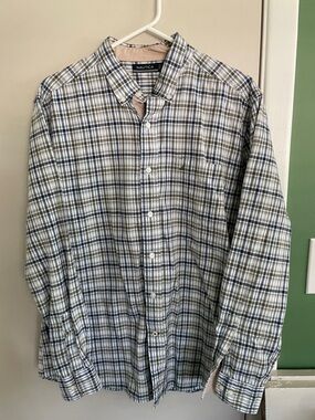 Nautica Men’s Plaid Button-Down Shirt - Blue, White & Tan